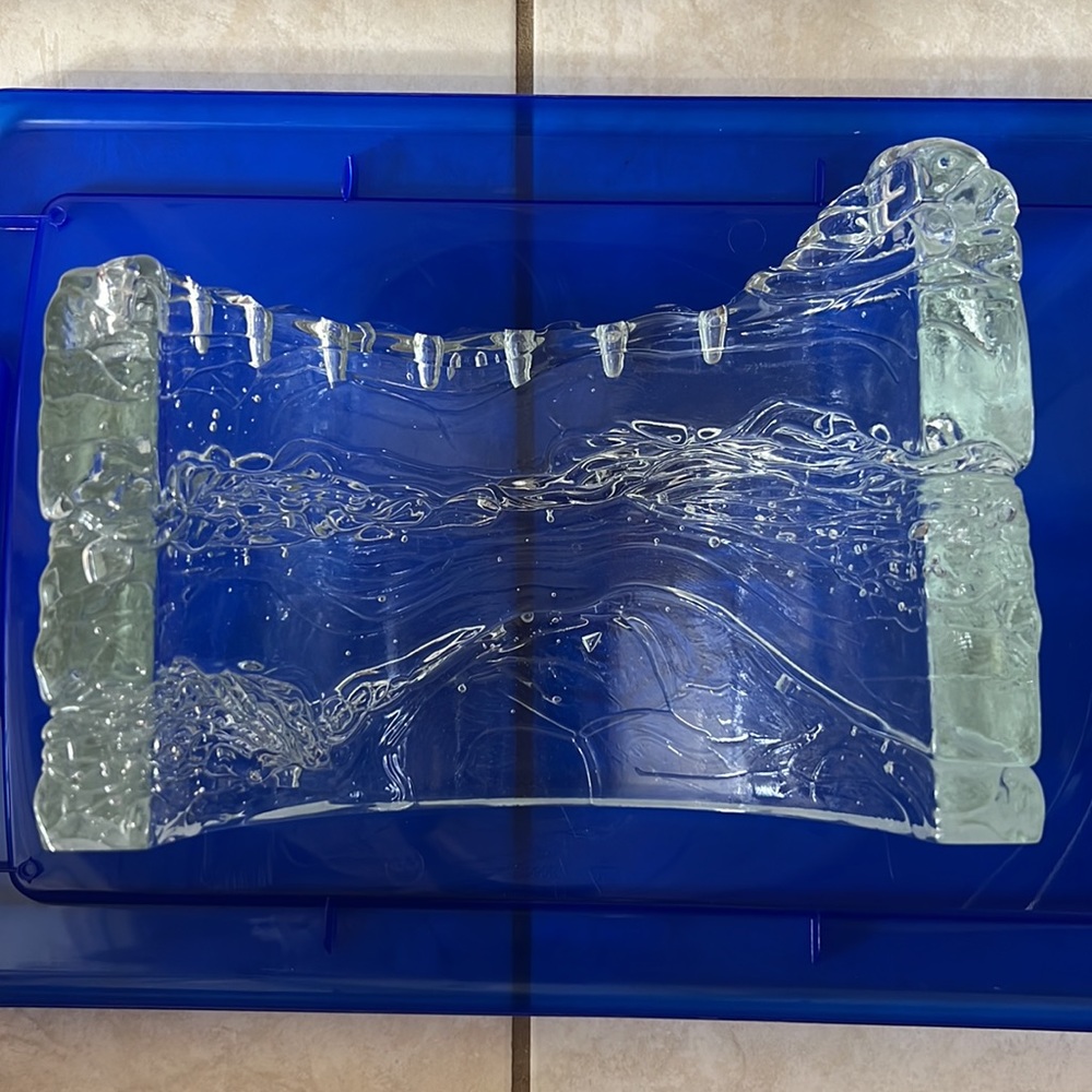 Hand Cast Glass Menorah by Joel & Candace Bless - Curved Shape Displaying Waves - Picture 6 of 11